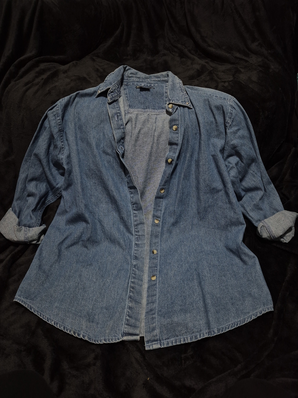 Classic Blue Denim Shirt Jacket - Elegant Front Buttons